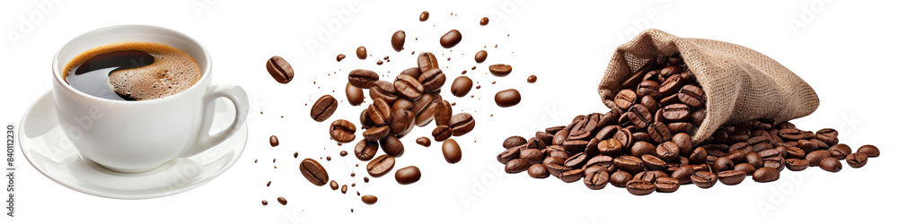 PNG Coffee caffeine drink beverage cut out element set PNG Coffee caffeine drink beverage cut out element set