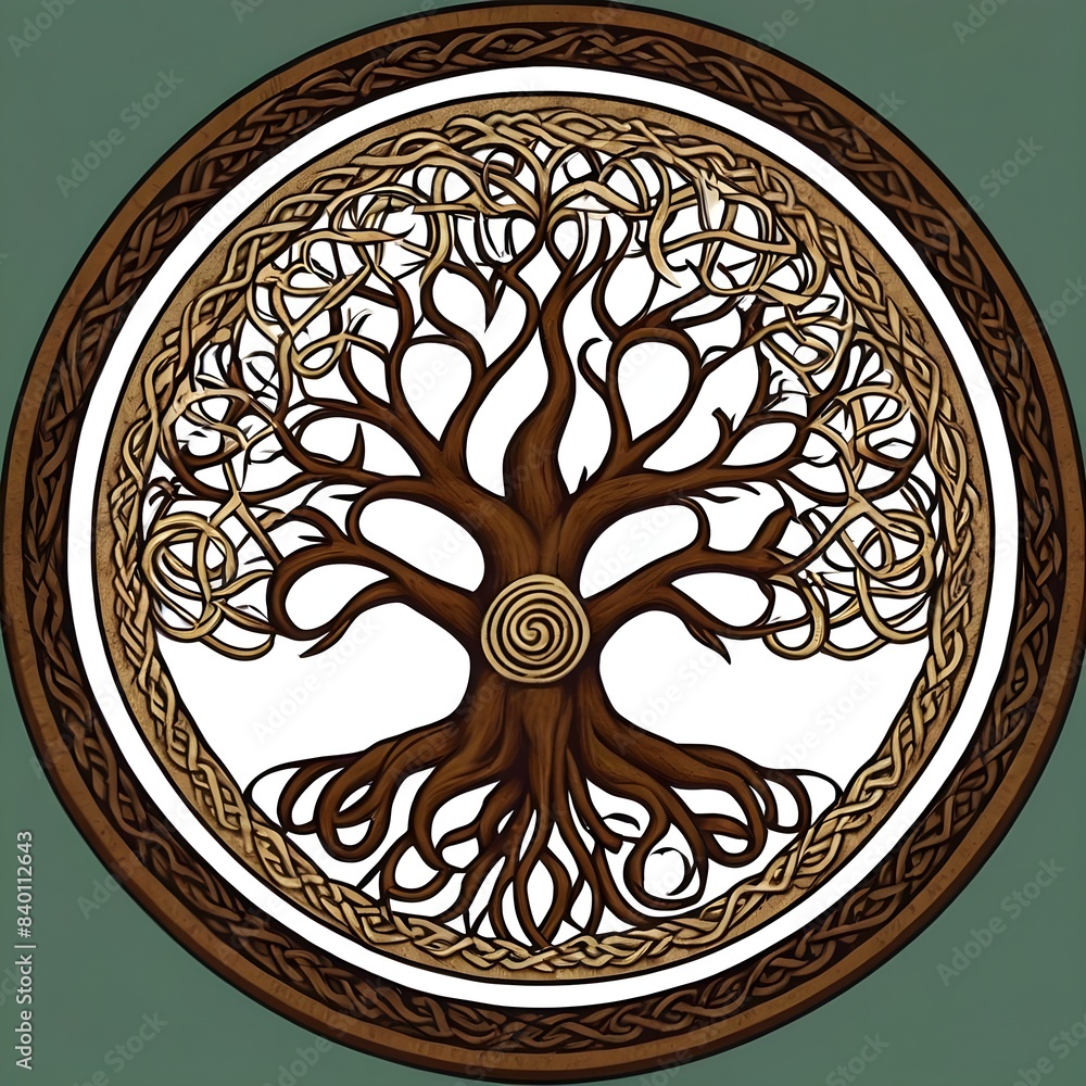 Create a colour sketch of the tree of life symbol inside a circle of ...