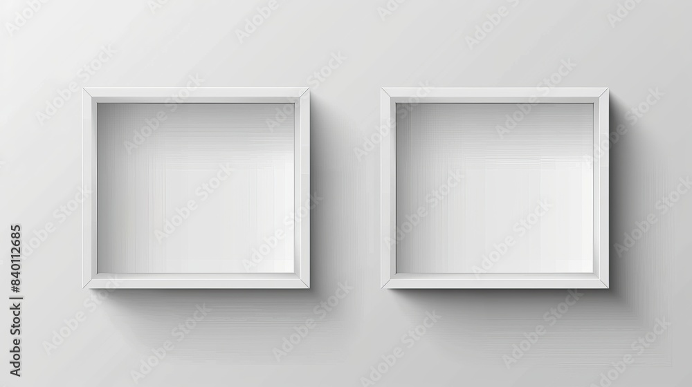 The mockup shows a white flapped cardboard box, a white closed and open carton box and a rectangular low paper pack. It is an illustration set that features a realistic modern illustration of a blank The mockup shows a white flapped cardboard box, a white closed and open carton box and a rectangular low paper pack. It is an illustration set that features a realistic modern illustration of a blank