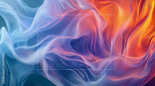 Wallpaper Mural A blue and orange wave of fabric with a white frame Torontodigital.ca