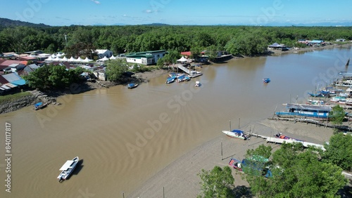 Aerial View of A traditional fishing village at Kuching, Sarawak, Malaysia photo