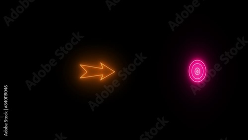 Wallpaper Mural Red color Target audience Animated line Icon. Marketing targeting strategy symbol animated. Neon aim target with arrow sign on black background. Torontodigital.ca