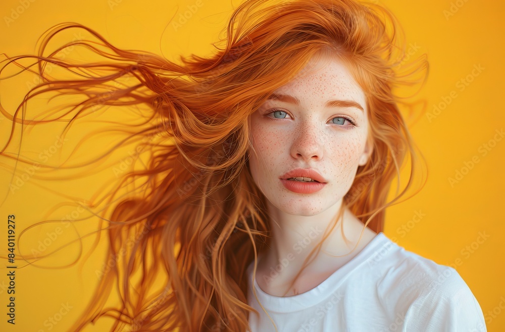 Portrait of beautiful woman with long orange hair,Girl flicking her hair ,Wind blowing hair and make mess with it by covering her facehair flying in the wind,Beauty Portrait. Portrait of beautiful woman with long orange hair,Girl flicking her hair ,Wind blowing hair and make mess with it by covering her facehair flying in the wind,Beauty Portrait.