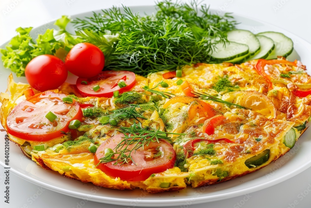 Fresh vegetable frittata with herbs, perfect for a healthy and delicious meal, showcasing vibrant and flavorful ingredients Fresh vegetable frittata with herbs, perfect for a healthy and delicious meal, showcasing vibrant and flavorful ingredients