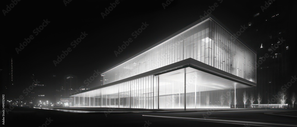 Obraz premium modern building inverse ray-x negative luminogram