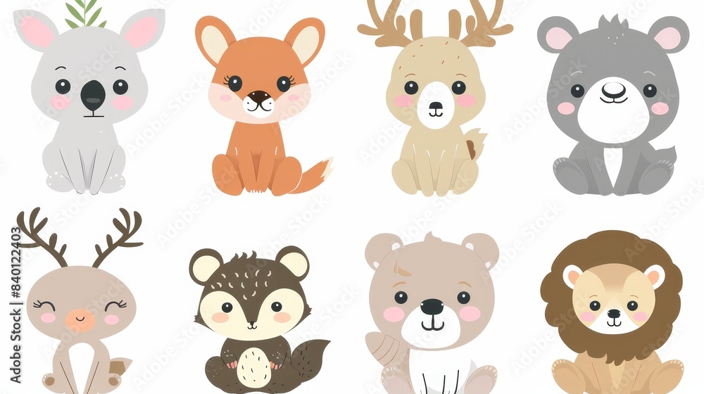 An illustration featuring cute woodland forest animals such as deer, rabbits, hedgehogs, bears, foxes, raccoons, birds, owls, and squirrels. An illustration featuring cute woodland forest animals such as deer, rabbits, hedgehogs, bears, foxes, raccoons, birds, owls, and squirrels.