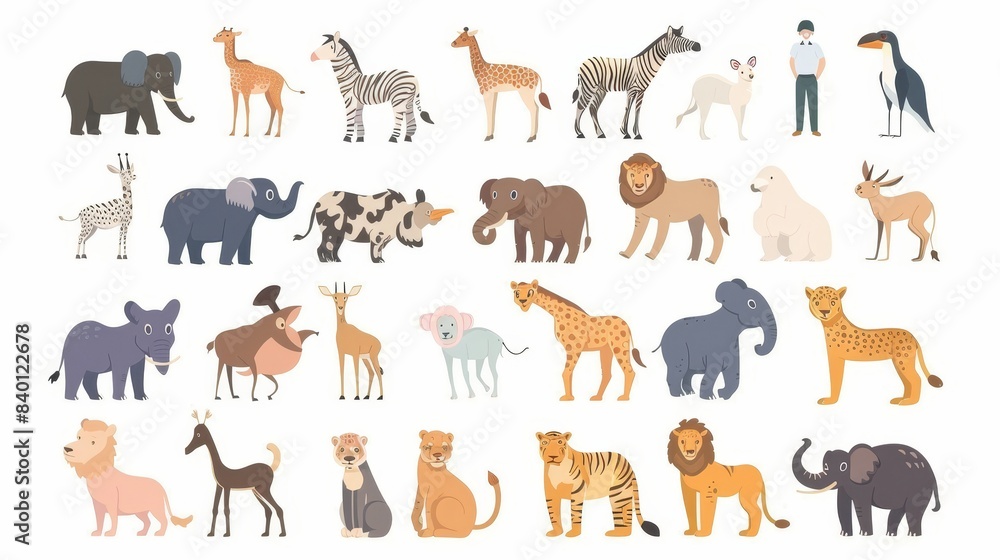 Cartoon set of animals. Modern collection. Cartoon set of animals. Modern collection.