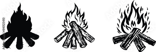 Set of campfire, vector illustration.