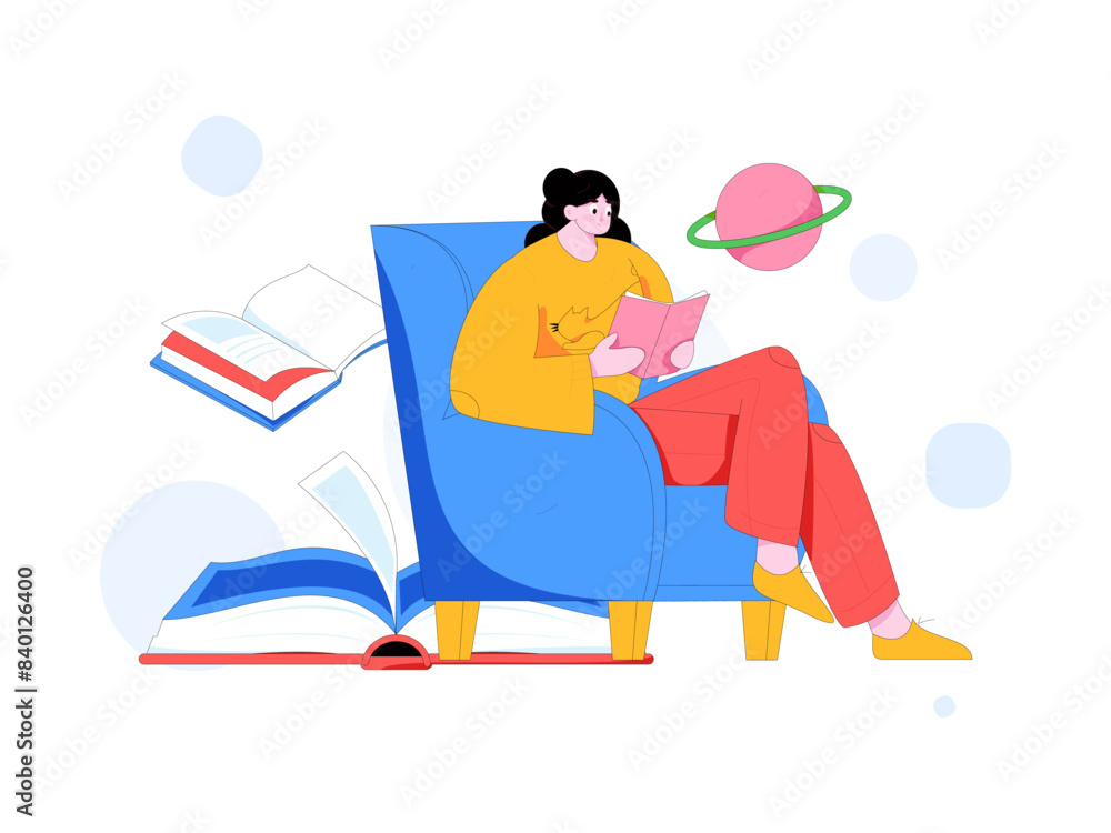 World Book Day Reading Character Flat Vector Concept Operation Hand Drawn Illustration
World Book Day Reading Character Flat Vector Concept Operation Hand Drawn Illustration