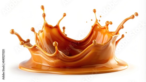Caramel splash isolated on white background, caramel, splash, isolated, white, background, sweet, dessert, confectionery, liquid, motion, sugary, delicious, sticky, syrupy, drizzle, syrup photo