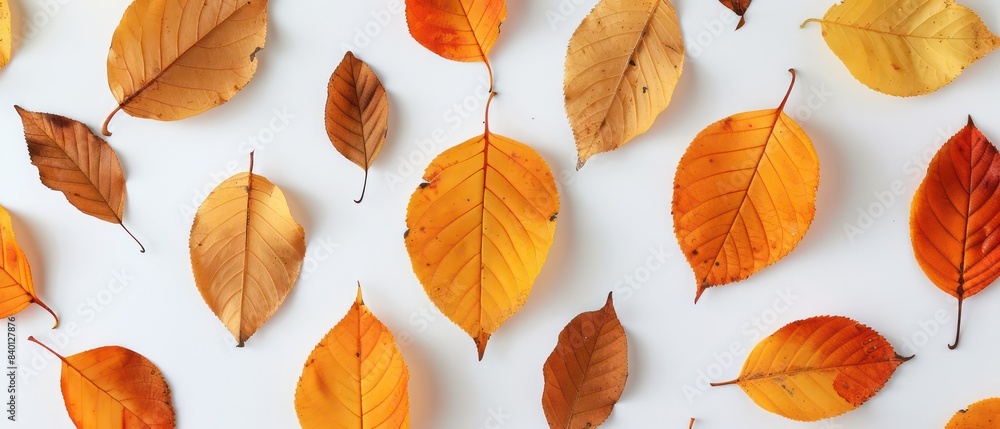golden leaves on white background golden leaves on white background