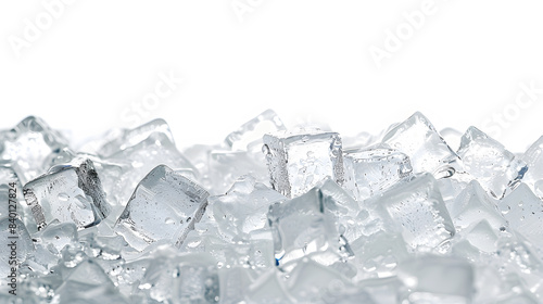 Pile of small ice cubes isolated on white background