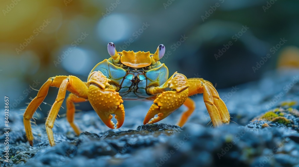 Yellow land crab. Cuba. Unusual pose Yellow land crab. Cuba. Unusual pose