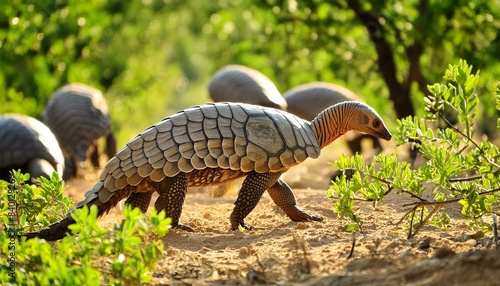Nocturnal Wanderer: The Armored Pangolin Feeding on Ants in Africa