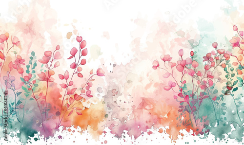 Abstract watercolor background with flowers