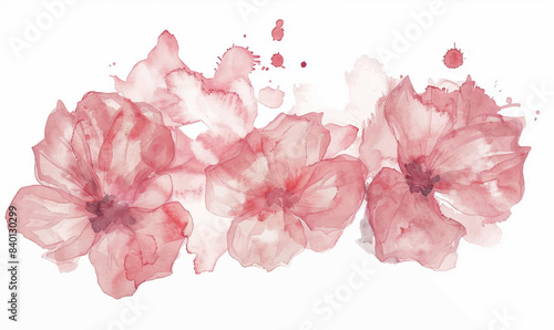 Watercolor floral pink border background