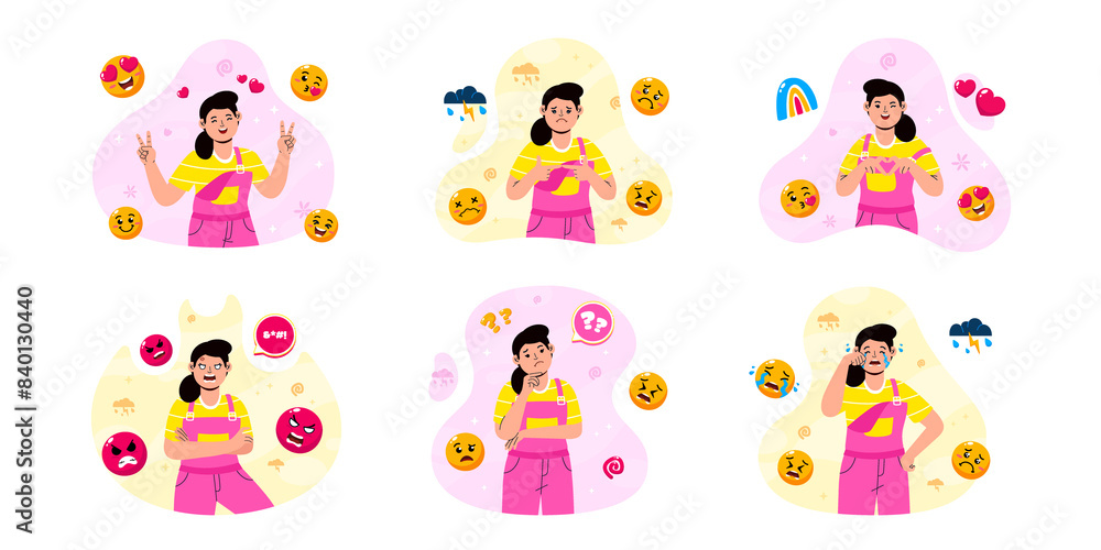 Character expression set in hand drawn style Character expression set in hand drawn style