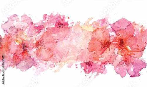 Watercolor floral pink border background with splashes
