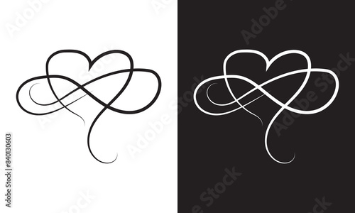 Heart sign eternal love. Design element for wedding, card, poster or logo. Heart love calligraphy symbol. Vector illustration. EPS 10