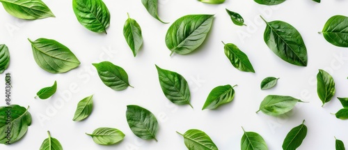 Wallpaper Mural green leaves on white background Torontodigital.ca