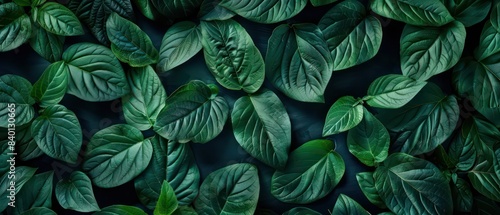 Wallpaper Mural green leaves on black background Torontodigital.ca