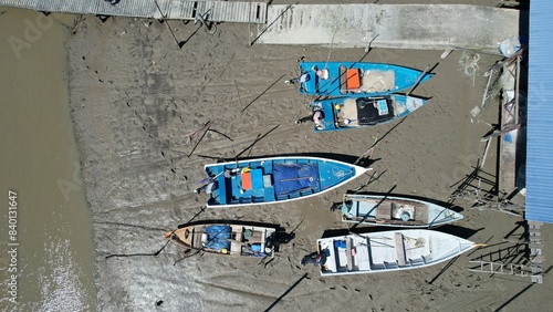 Aerial View of A traditional fishing village at Kuching, Sarawak, Malaysia photo