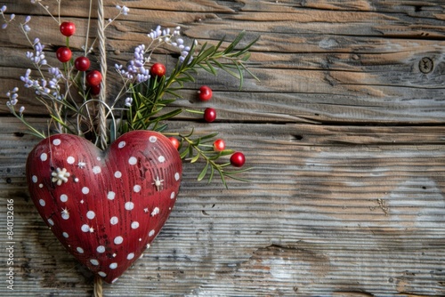 Red heart white dots berries