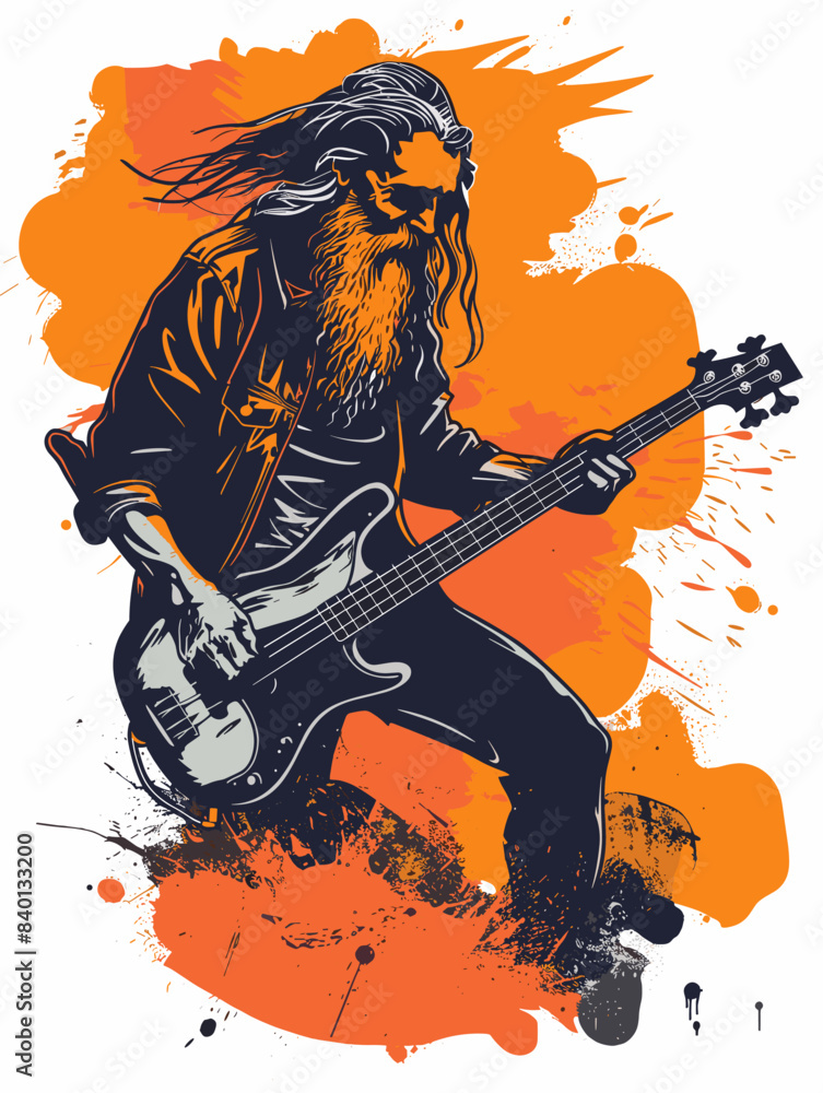 Fototapeta premium Guitar player. Grunge design. Vector illustration.