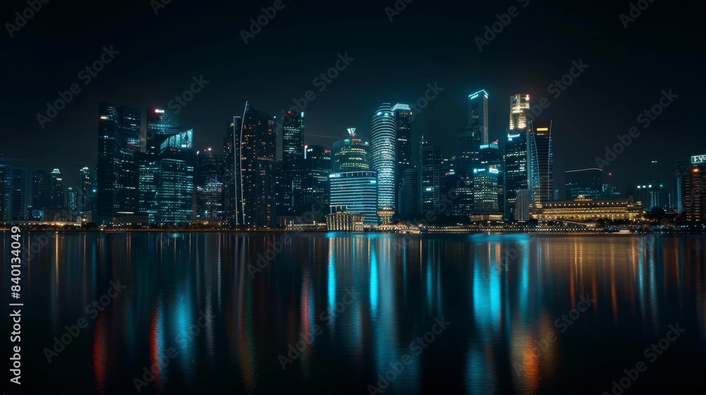 Singapores skyline at night Singapores skyline at night