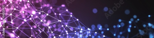 Dynamic technology background showcasing purple and cyan dots connected in a detailed plexus network