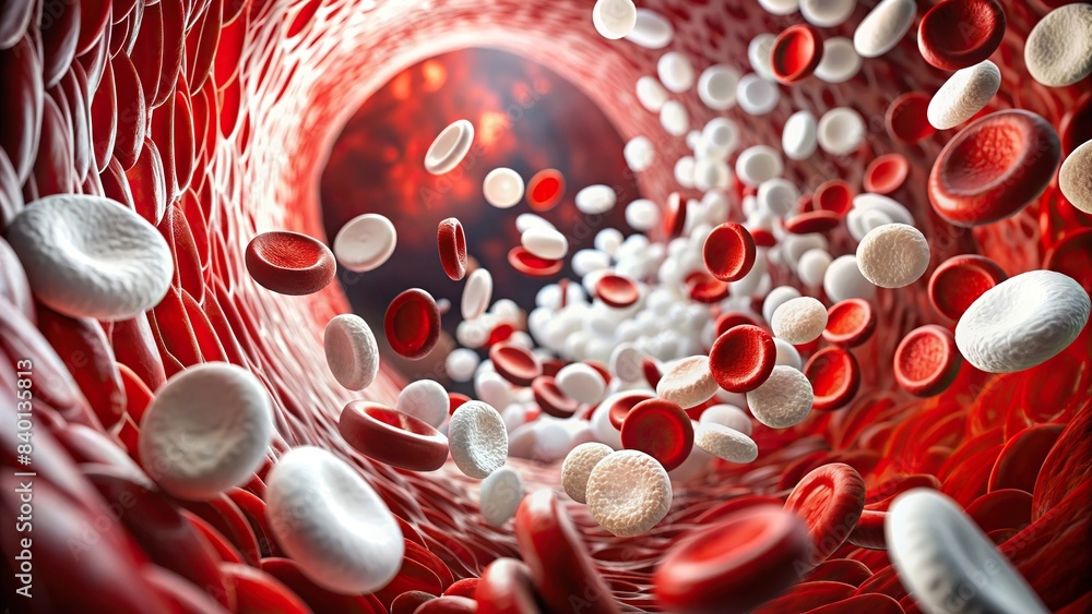 Red and white blood cells flowing through a vein on World Hemophilia ...