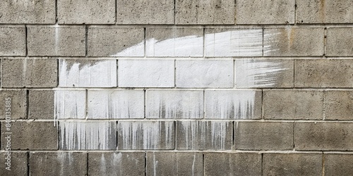 White paint stroke on a cement block wall, urban grunge, urban, grunge, texture, background, abstract, paint, stroke, cement, block, wall, blank space, copyspace, design, artistic, graffiti photo
