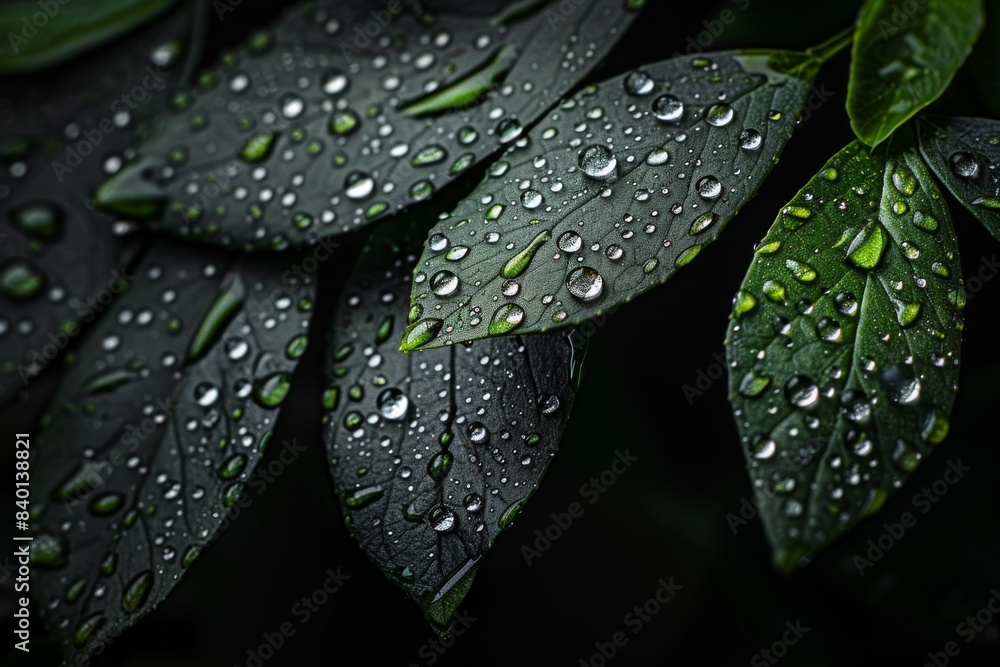 Fototapeta premium Close-up leaf water droplets