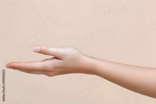 Cupped hand, palm gesture mockup isolated on white background