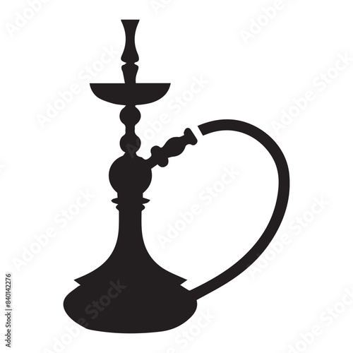 Black flat hookah icon logo design, vector illustration on white background