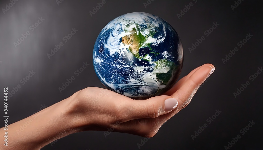 Earth, globe in hand on transparent background Earth, globe in hand on transparent background