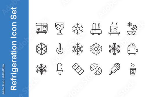 Refrigeration icon set with editable vector. 