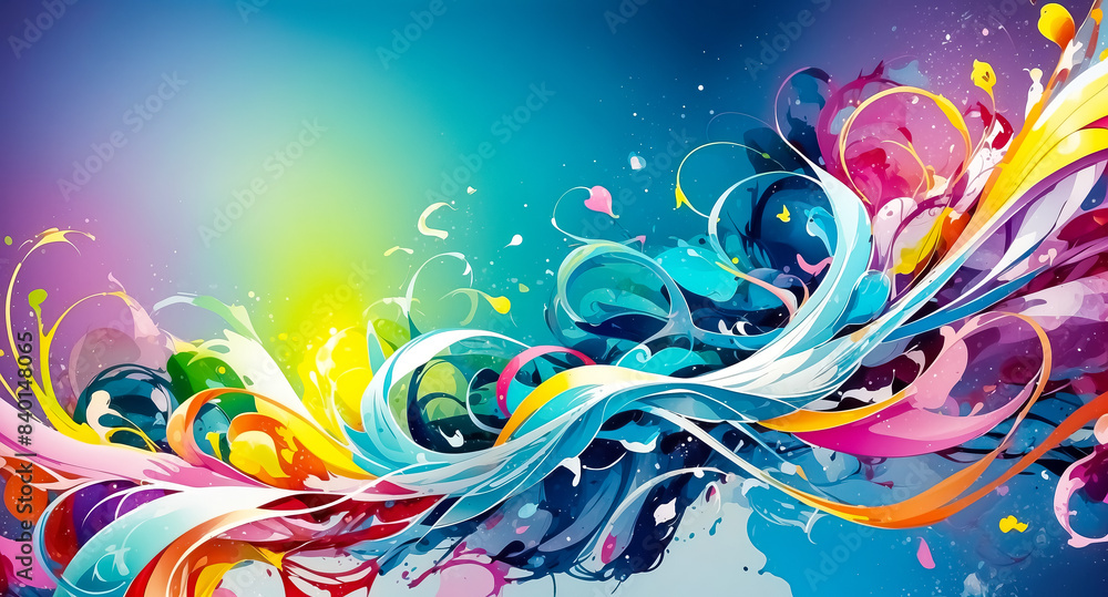 Fototapeta Abstract Colorful Swirls and Splashes Background