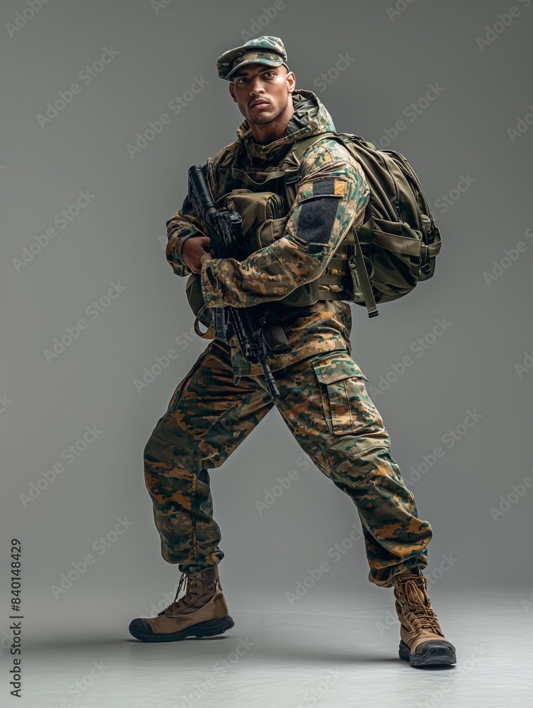 Soldier in Action Fighting in White Background generative ai art Soldier in Action Fighting in White Background generative ai art