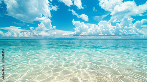 Cottony Clouds Above Turquoise Waters