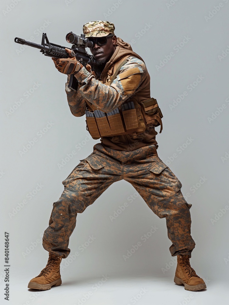 Soldier in Action Fighting in White Background generative ai art Soldier in Action Fighting in White Background generative ai art