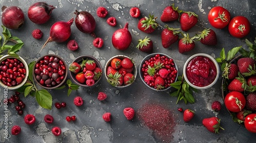 Various varieties of red food