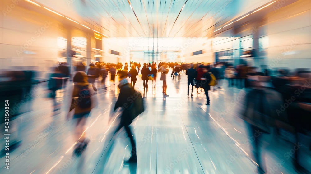 Rush Hour in Modern Urban cities. Motion Blur of People Walking. Rush Hour in Modern Urban cities. Motion Blur of People Walking.