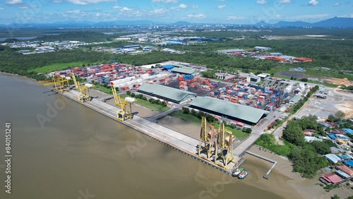 Kuching, Malaysia - June 5 2024: The Senari Port and Pending Terminal Port photo