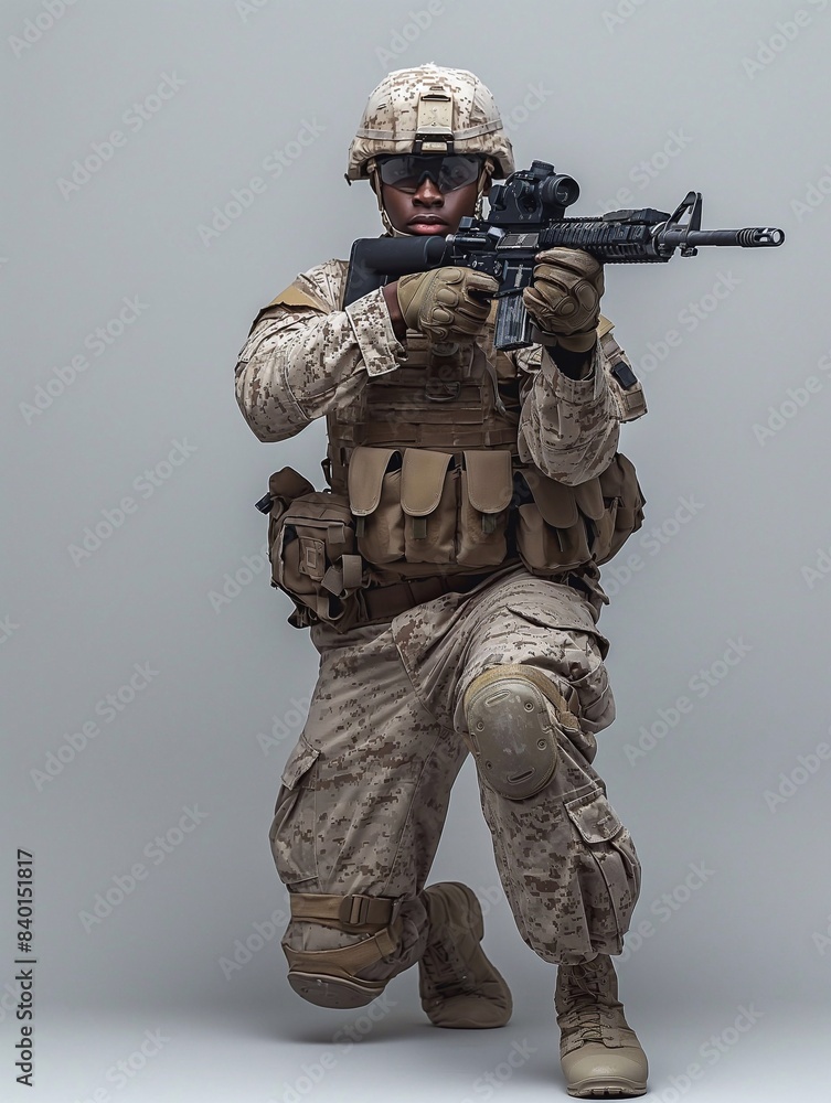 Soldier in Action Fighting in White Background generative ai art Soldier in Action Fighting in White Background generative ai art