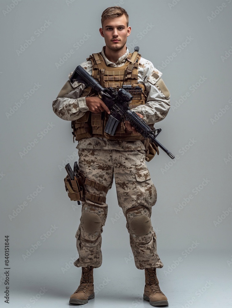 Soldier in Action Fighting in White Background generative ai art Soldier in Action Fighting in White Background generative ai art