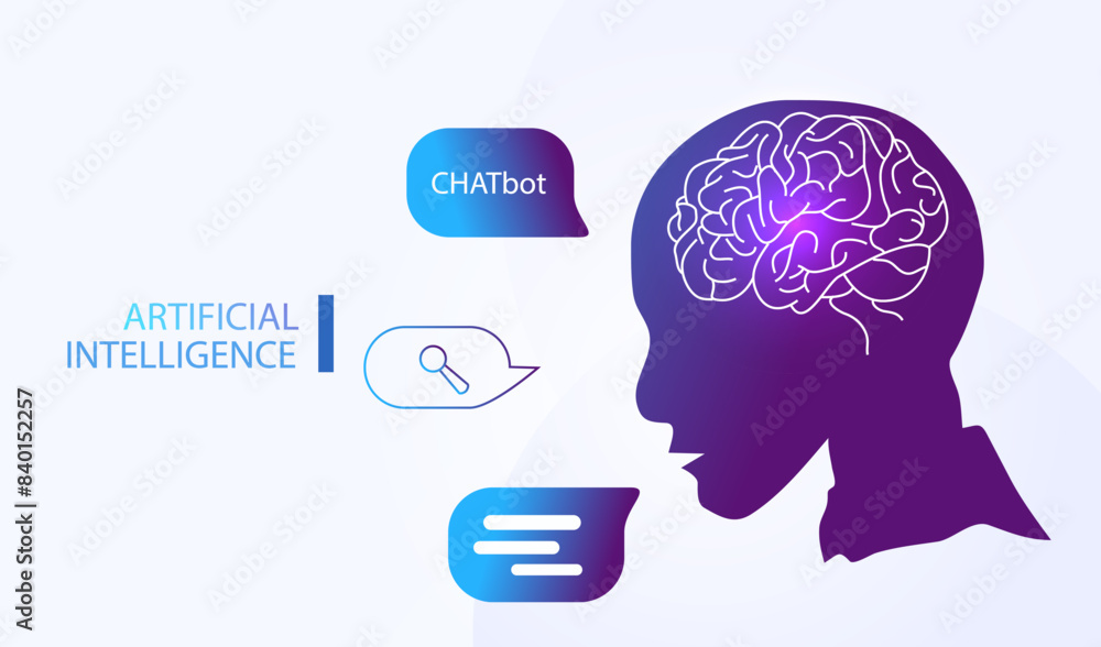 Chatbot brain vector. Chatting with ai. Conversation assistant concept. Artificial intelligence robot assistant. Online customer support. Digital search robot application. Chatbot brain vector. Chatting with ai. Conversation assistant concept. Artificial intelligence robot assistant. Online customer support. Digital search robot application.