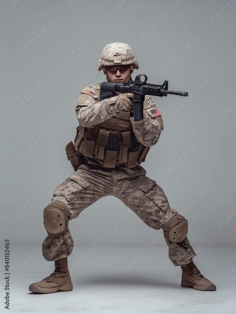 Soldier in Action Fighting in White Background generative ai art Soldier in Action Fighting in White Background generative ai art