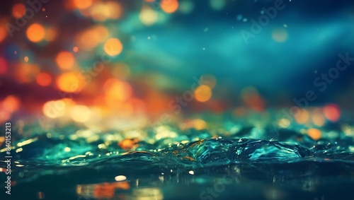 Abstract blur light on sea and ocean, clear water close up colorful background photo