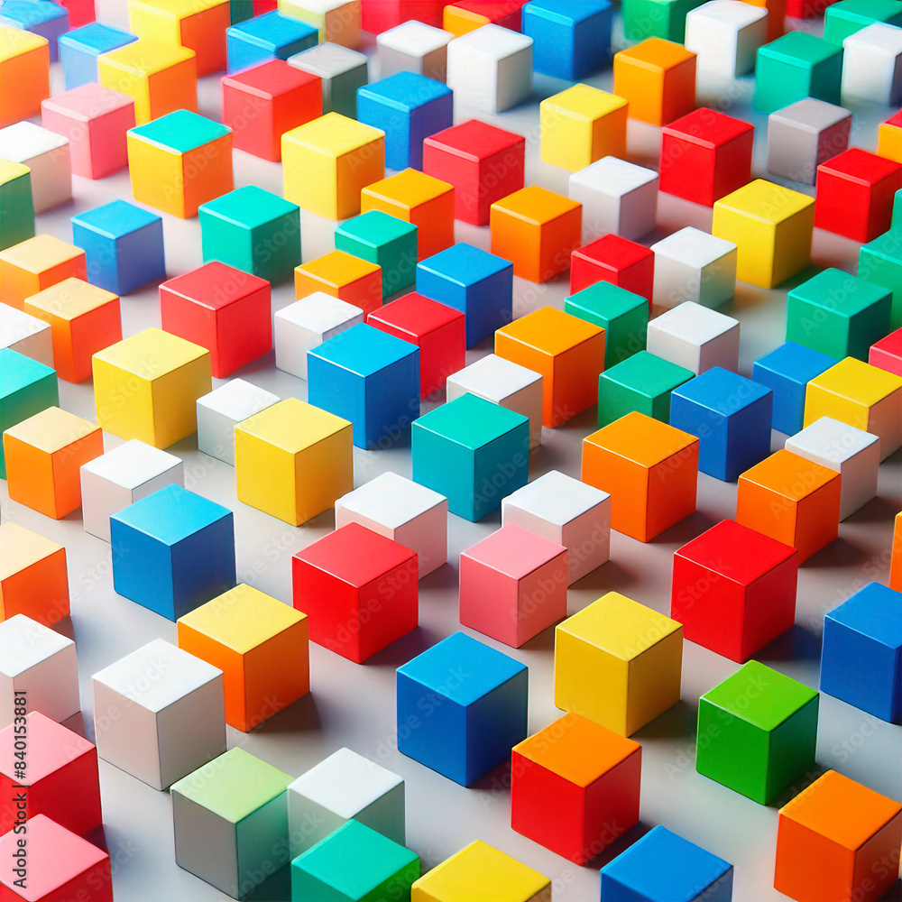 Obraz premium Multicolored cubes on a light surface